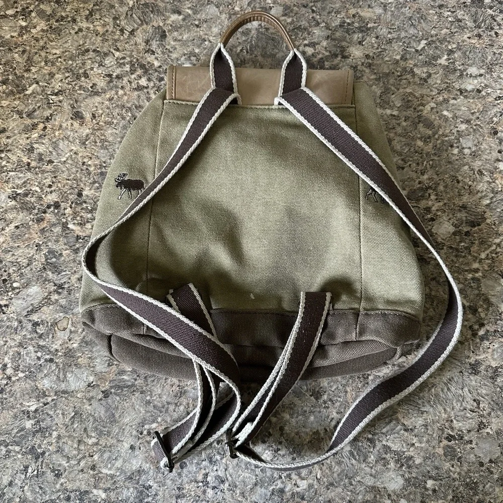 LL Bean Bag VTG Purse  Backpack— Embroidered Moose Sude Leather Adjustable Lock